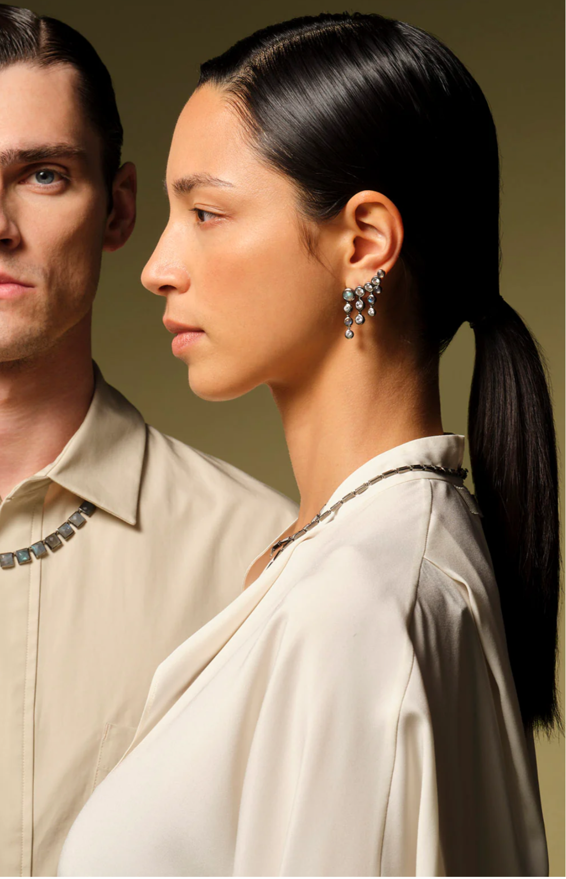 Nak Armstrong Earrings Fringe Crawlers: Labradorite & White Zircon