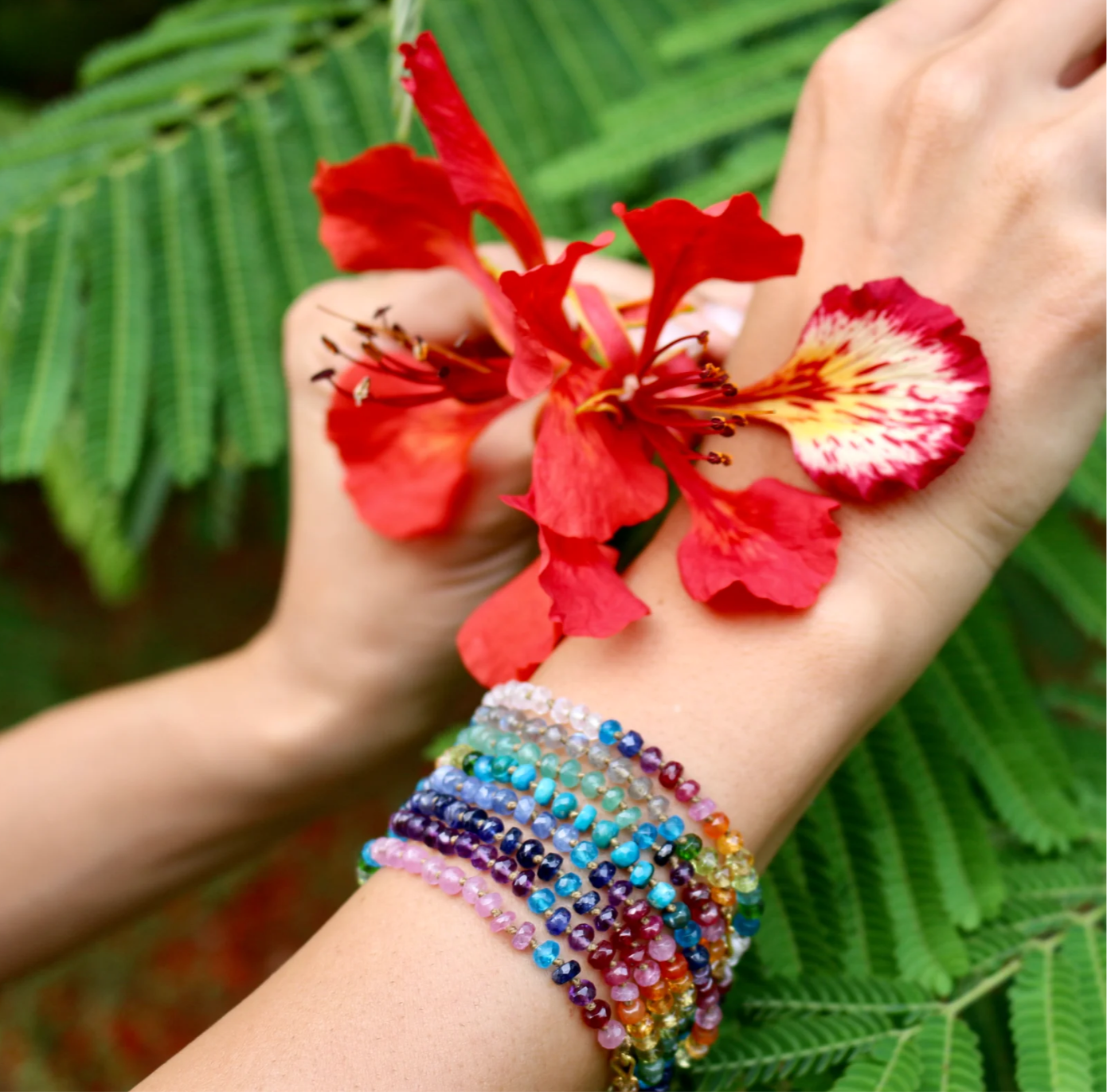 Amalia Zambian Emerald Rainbow Bracelet-47