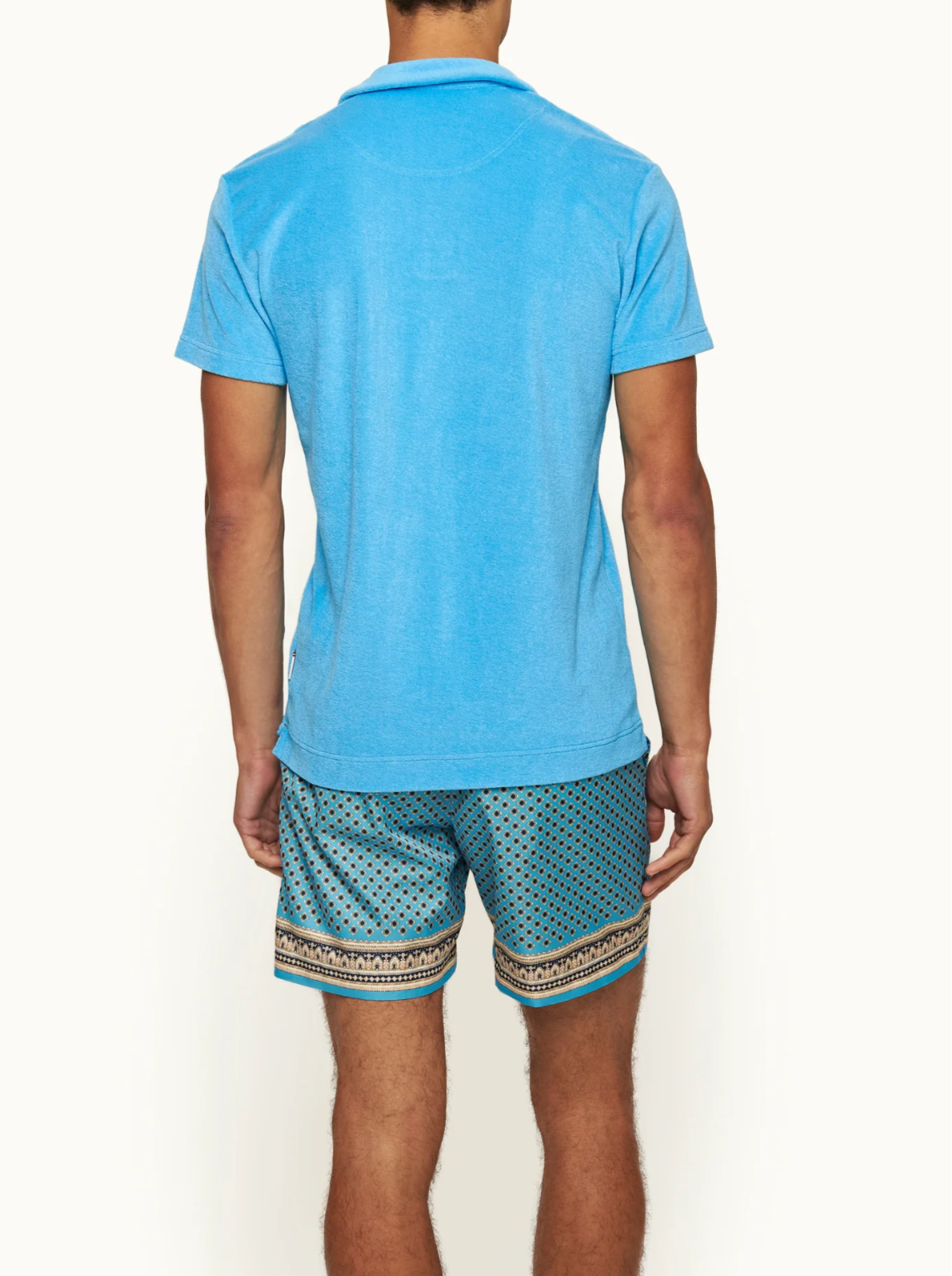ORLEBAR BROWN Terry Towelling Polo-Aqua Blue