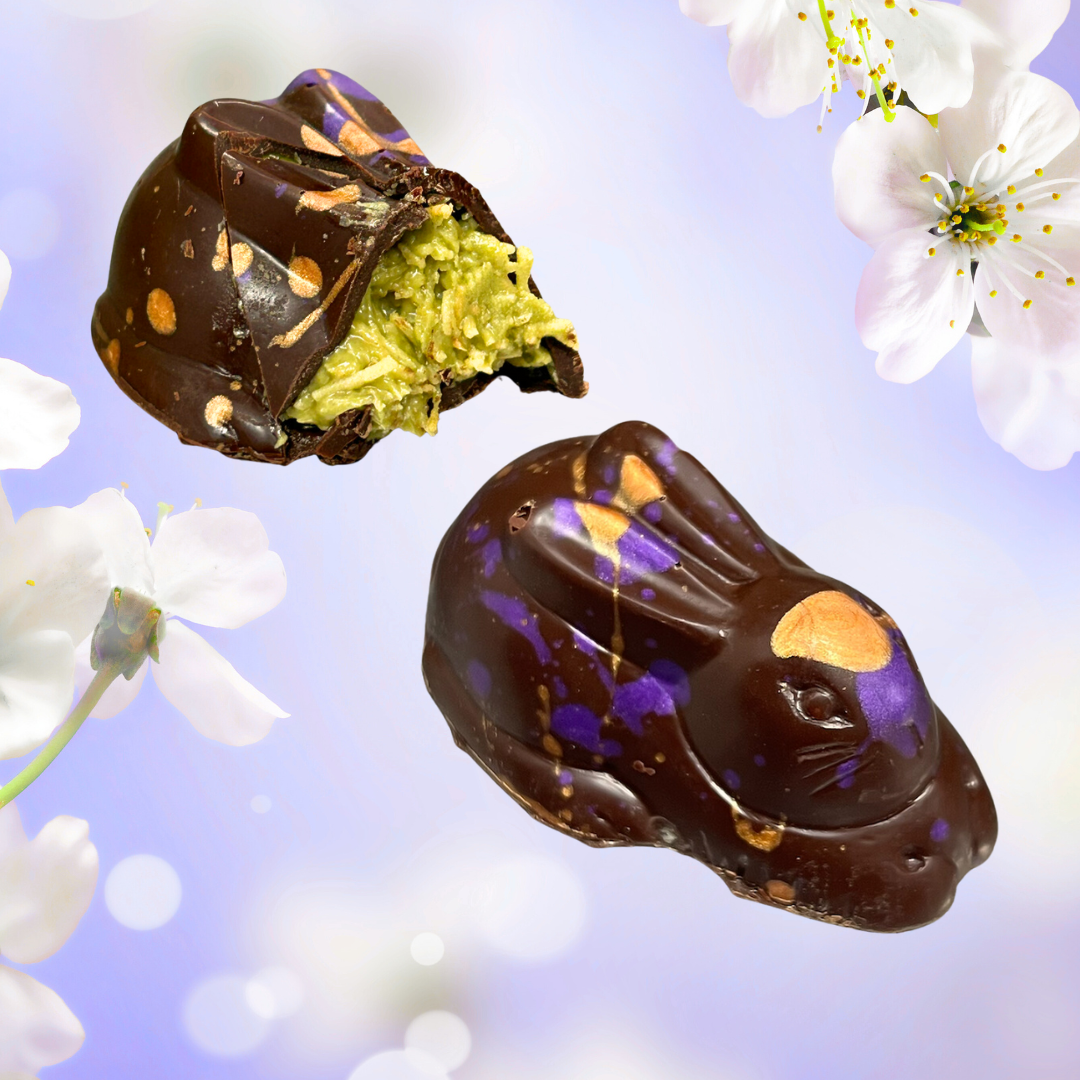 The Xocolate Bar - Dubai Bunnies - 4 pistachio tahini phyllo Easter chocolates