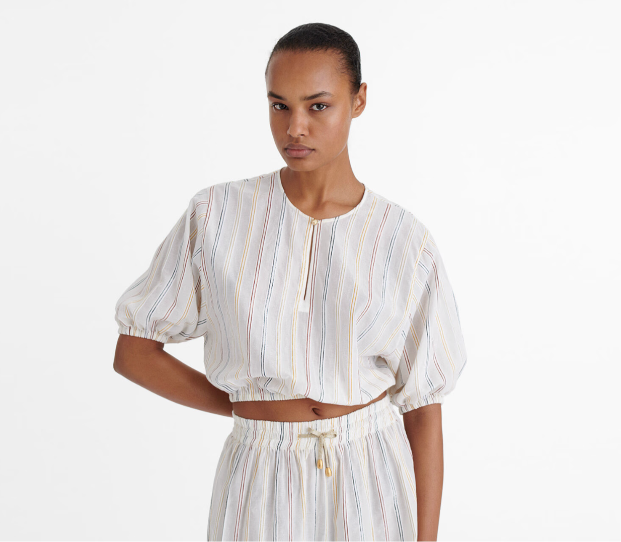 ERES Eldorado Striped puff-sleeve blouse