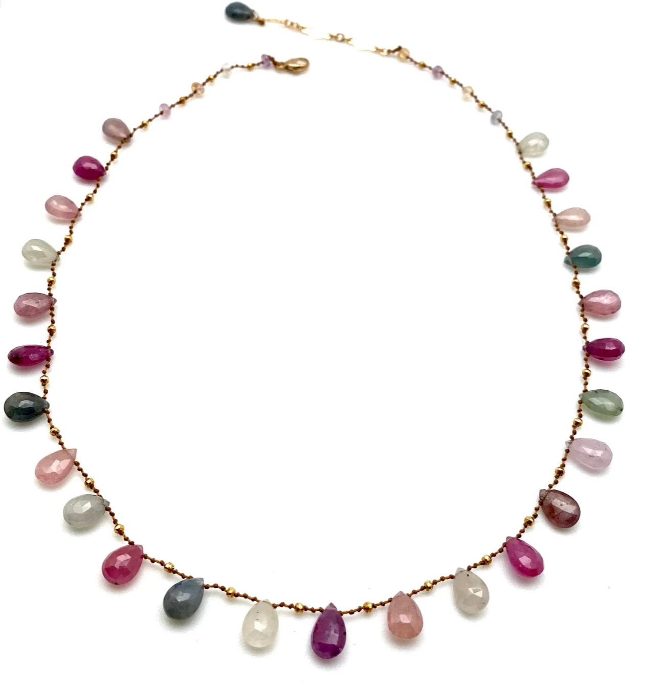 Amalia Ali'i Necklace Multi Sapphires and Gold Ali'i-29