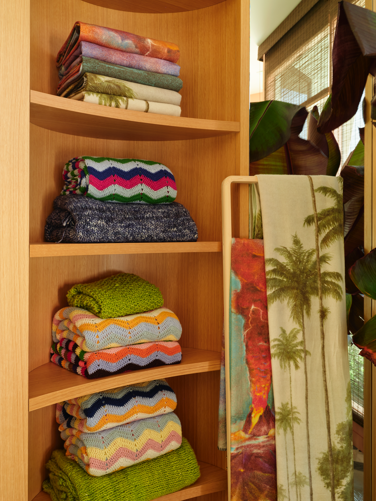 TROPICAL PUNCH woven Mongolian Cashmere Blanket-Eloin Rivera Jungle Palm