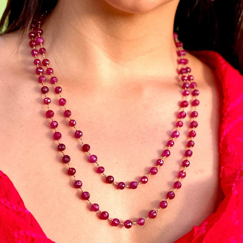 Amalia Mala Necklace Faceted Ruby-21