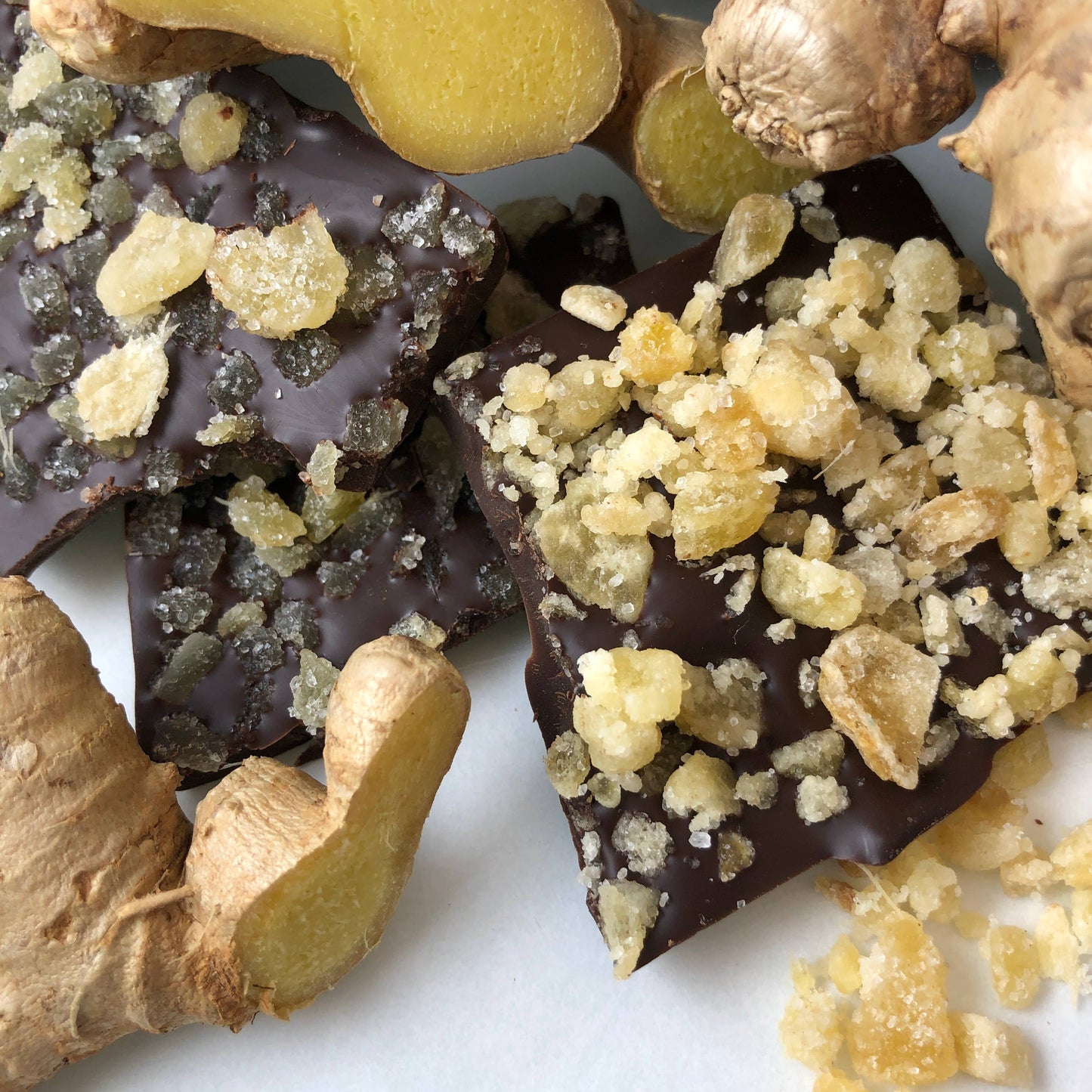 The Xocolate Bar - Candied Ginger Bar - organic vegan dark chocolate
