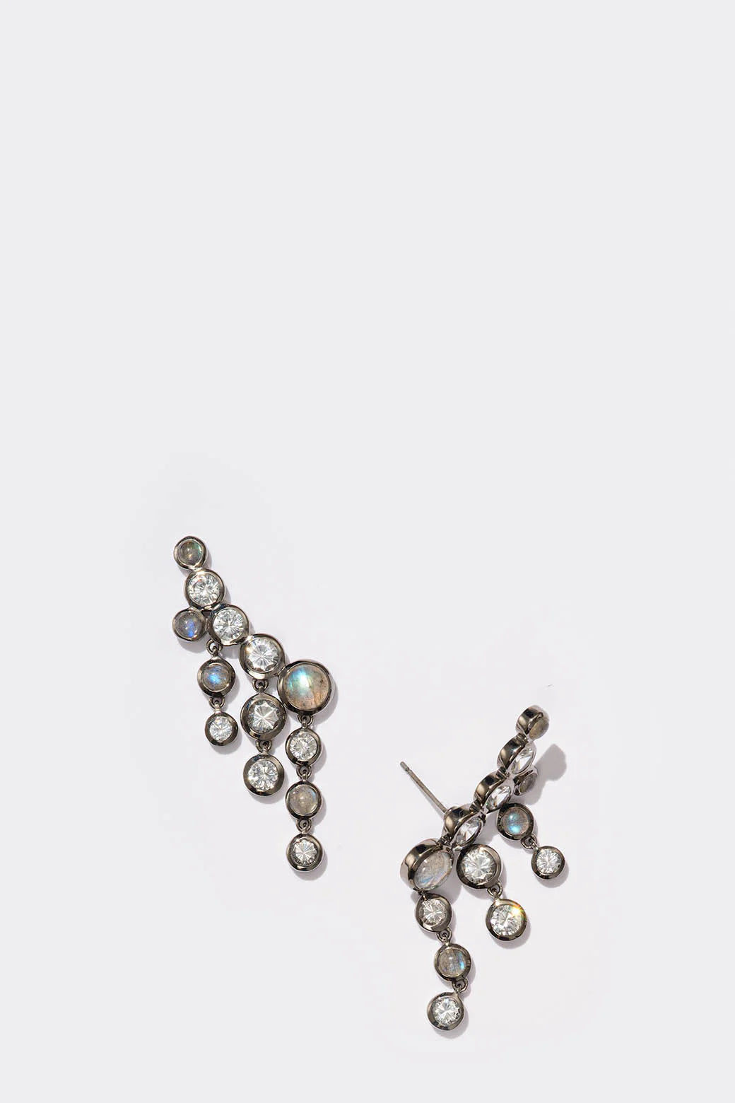 Nak Armstrong Earrings Fringe Crawlers: Labradorite & White Zircon