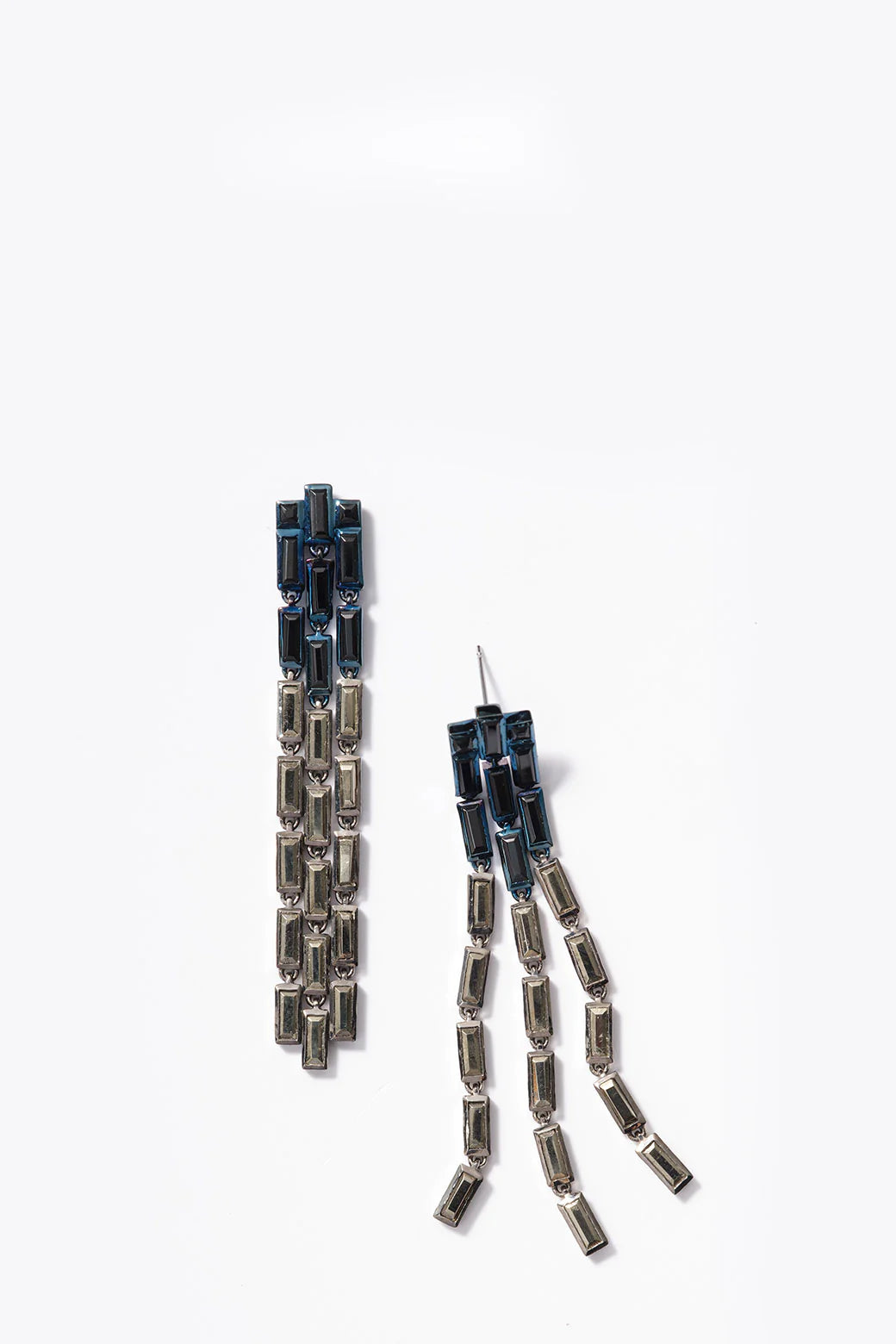 Nak Armstrong Earrings Triple Baguette Stiletto: Pyrite & Black Spinel