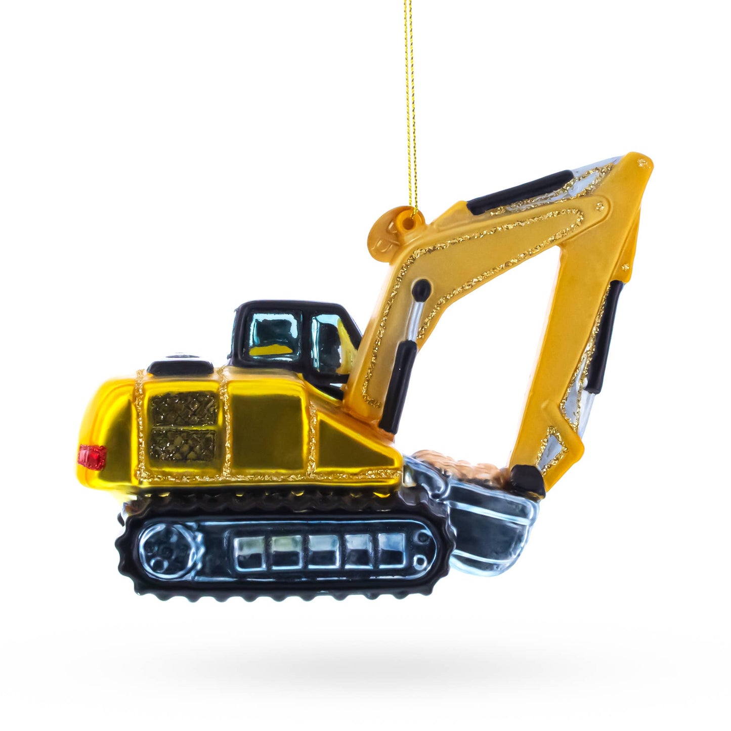 BestPysanky - Yellow Glossy Excavator Glass Ornament