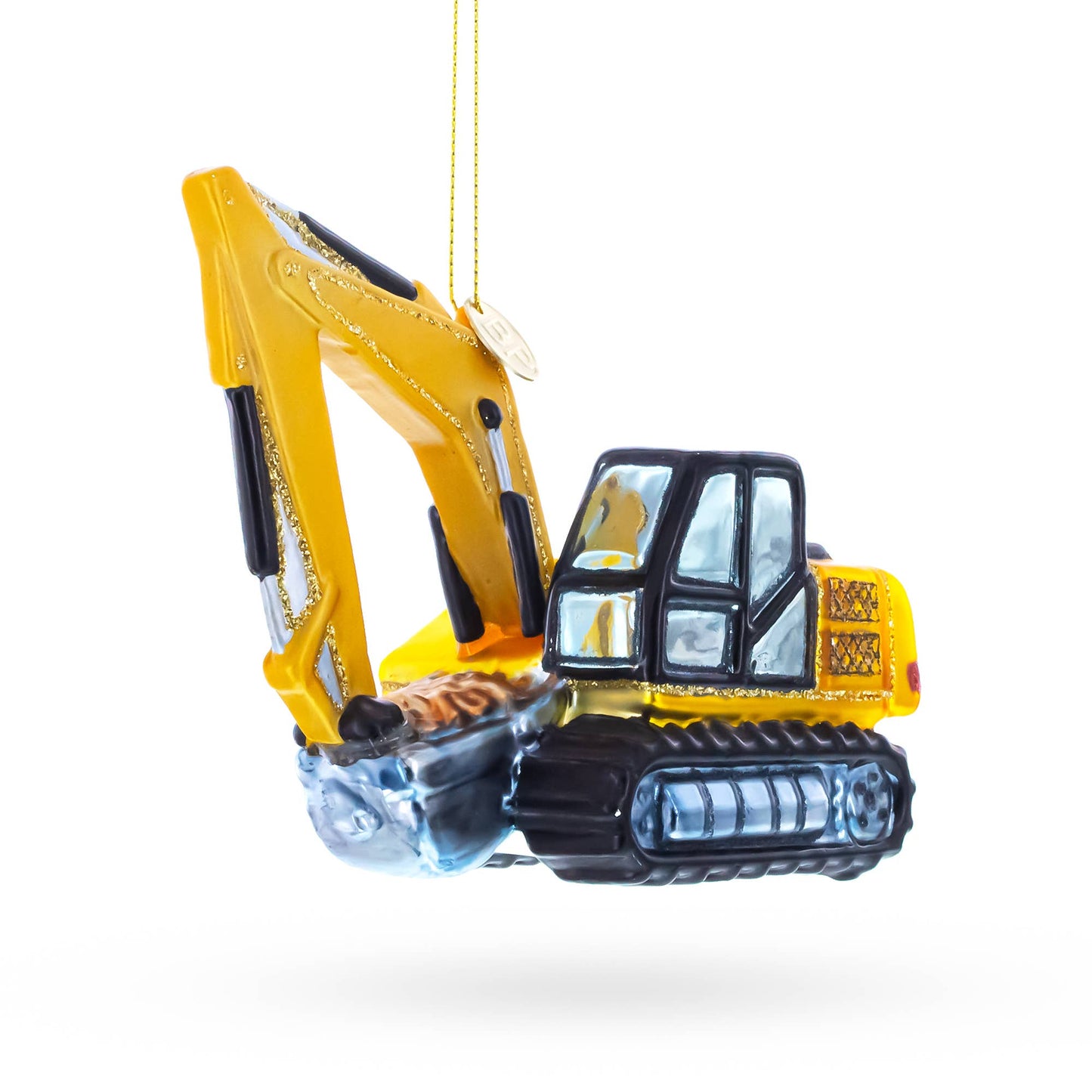 BestPysanky - Yellow Glossy Excavator Glass Ornament