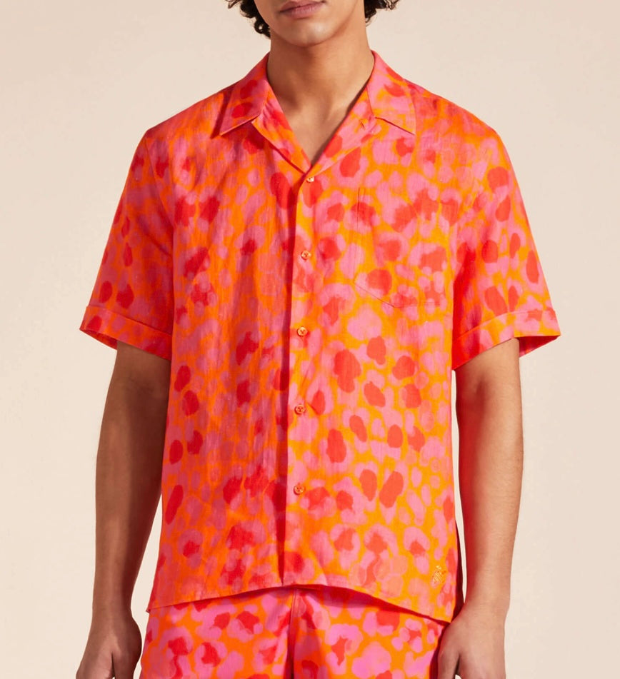 Vilebrequin Bowling Linen Shirt Leopard