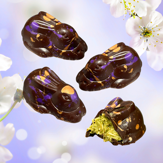The Xocolate Bar - Dubai Bunnies - 4 pistachio tahini phyllo Easter chocolates