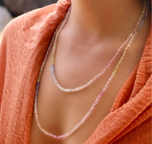 Amalia Lei Necklace Pastel Sapphire Rainbow Long Lei-34/35