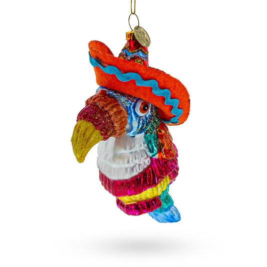 BestPysanky - Tropical Toucan in a Sombrero Hat Blown Glass Ornament