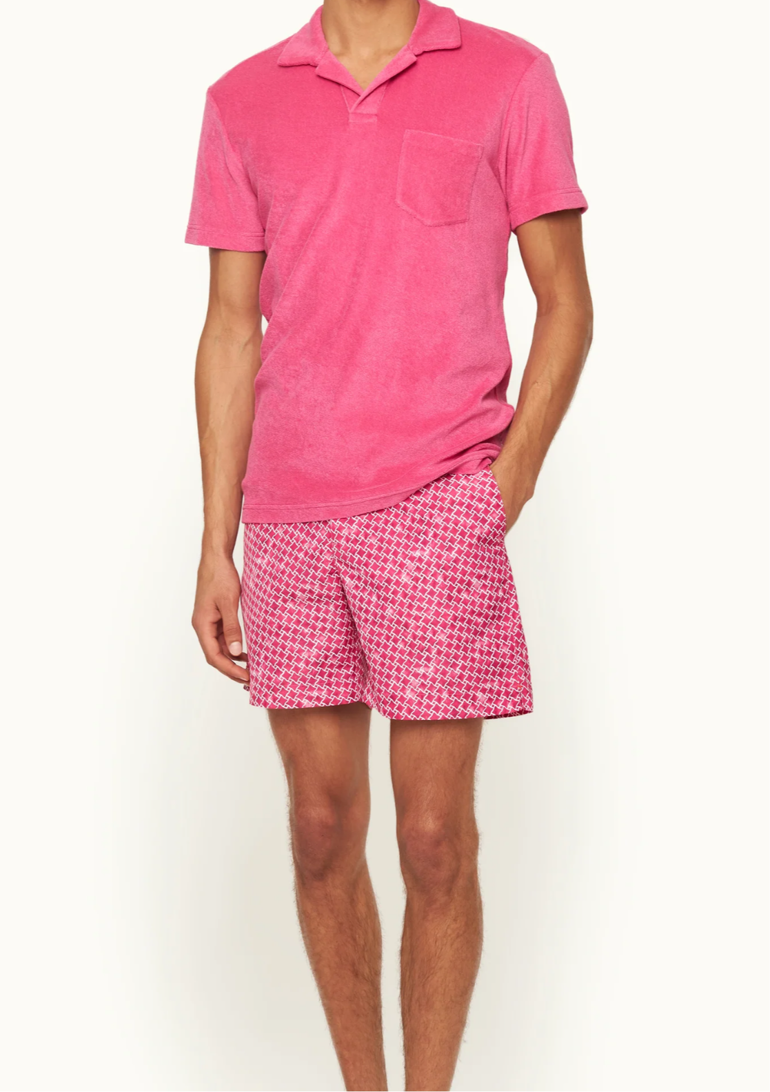 ORLEBAR BROWN Terry Towelling Polo-Sunset Pink