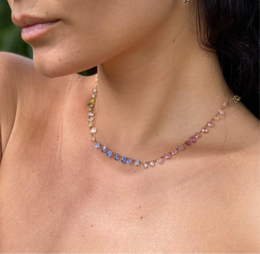 Amalia Ali'i Necklace Pastel Sapphires and Gold Ali'i-25