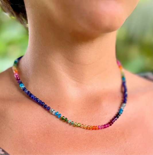 Amalia Lei Necklace Choker Midnight Sapphire Rainbow Lei-45