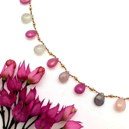 Amalia Ali'i Necklace Multi Sapphires and Gold Ali'i-29