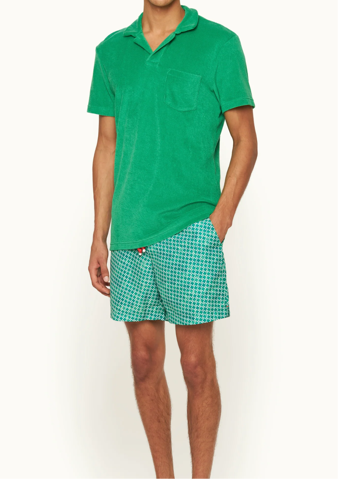 ORLEBAR BROWN Terry Towelling Polo-Caddie Green