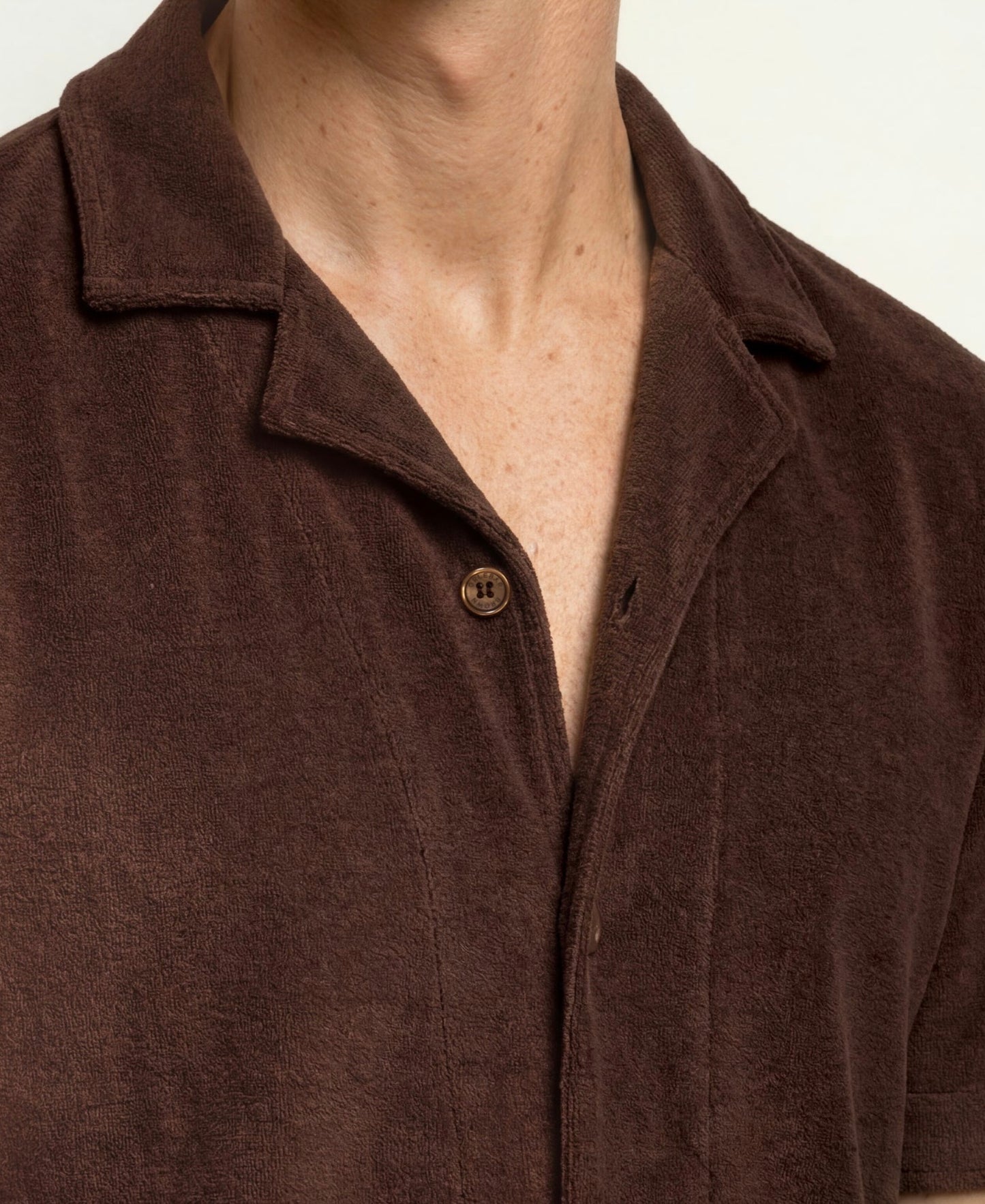 Orlebar Brown CHESTNUT BROWN HAWKIN TOWELING RESORT SHIRT