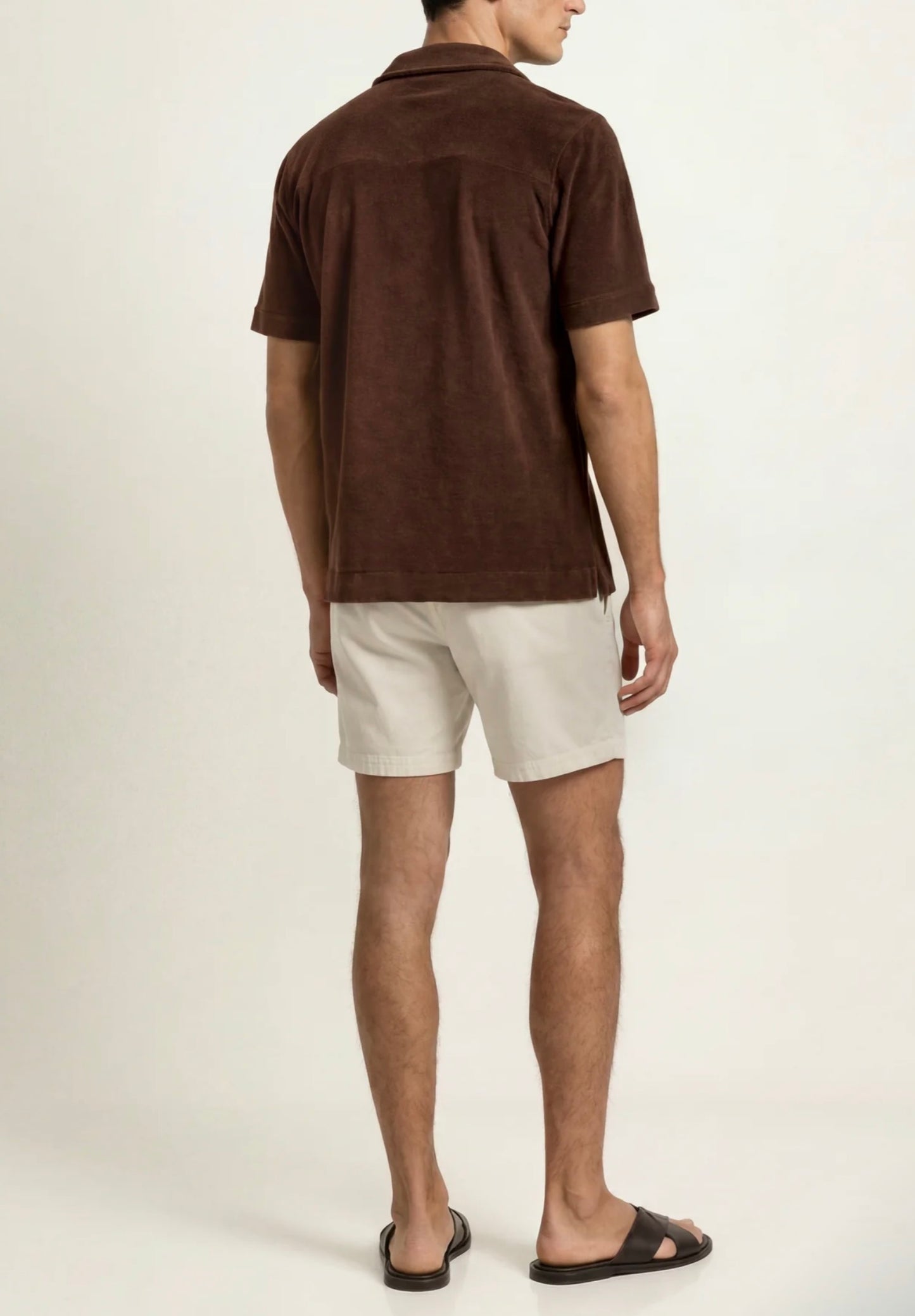 Orlebar Brown CHESTNUT BROWN HAWKIN TOWELING RESORT SHIRT