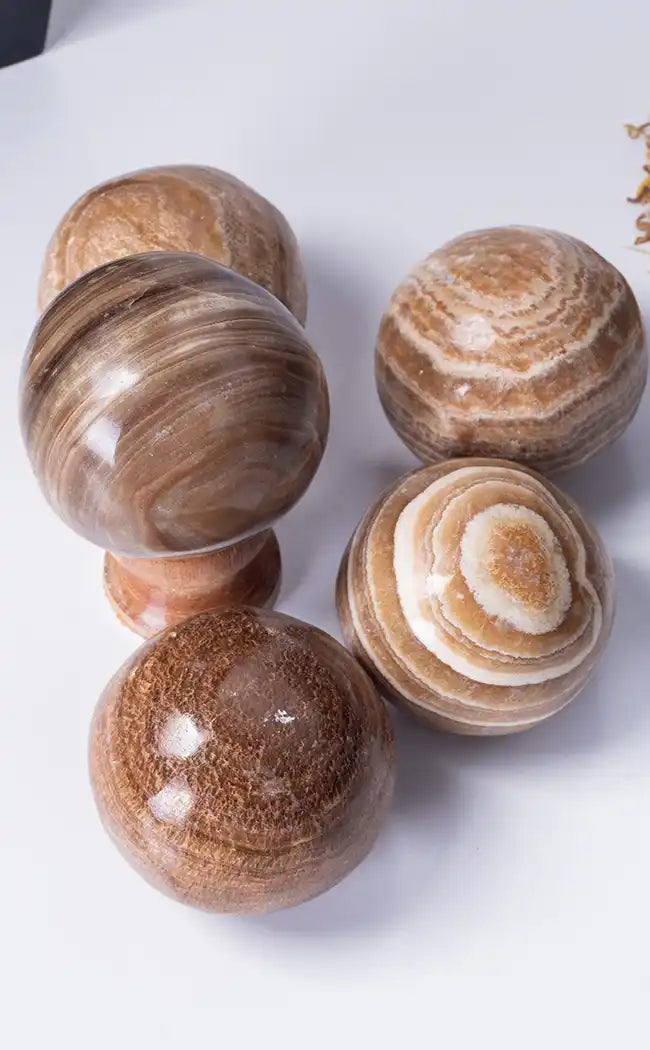 Rock Crystal Balls- Brown Aragonite
