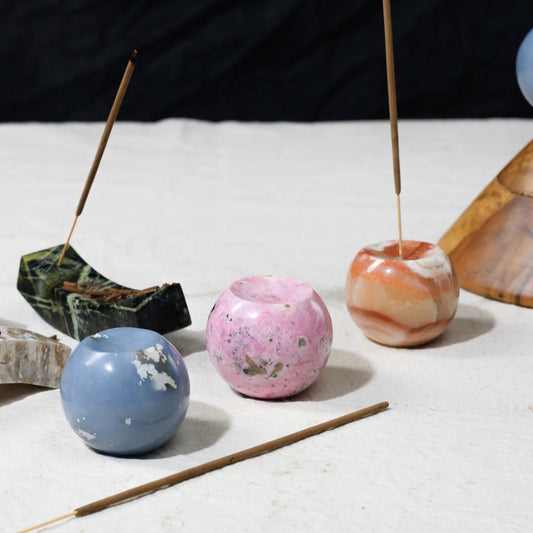DAR Proyectos-Pink Rhodonite Sphere Incense Holder