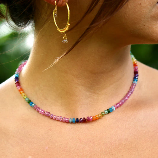 Amalia Lei Necklace Choker Pink Sapphire Rainbow Lei-46